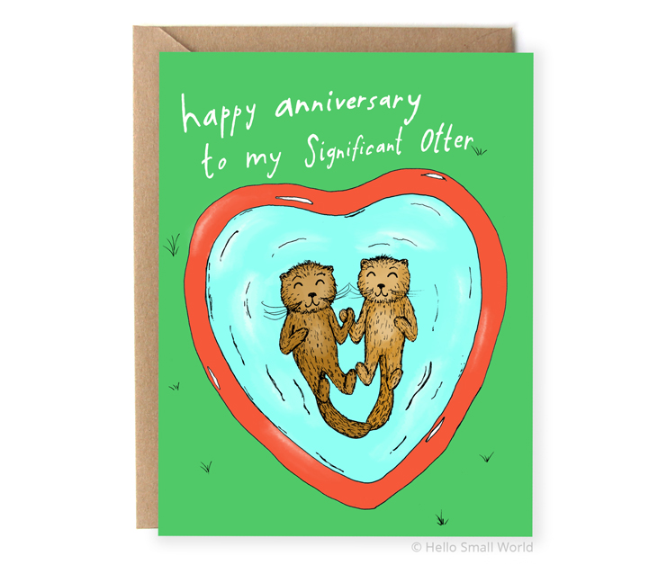 happy anniversary to my significant otter pun card