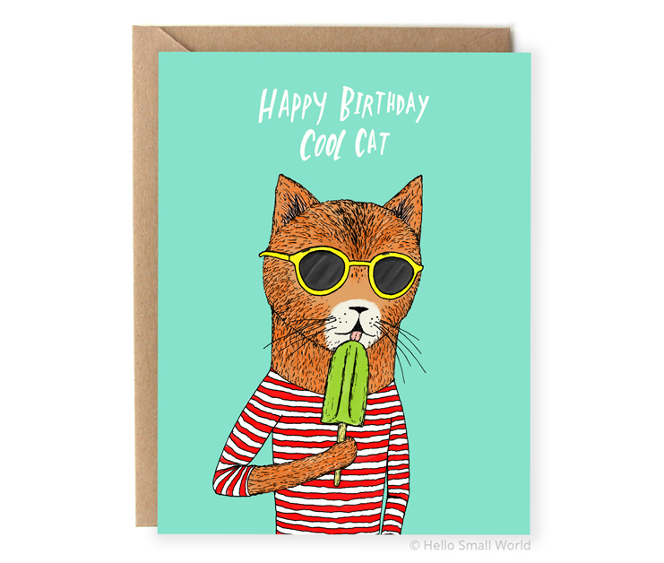 happy birthday cool cat pun birthday card