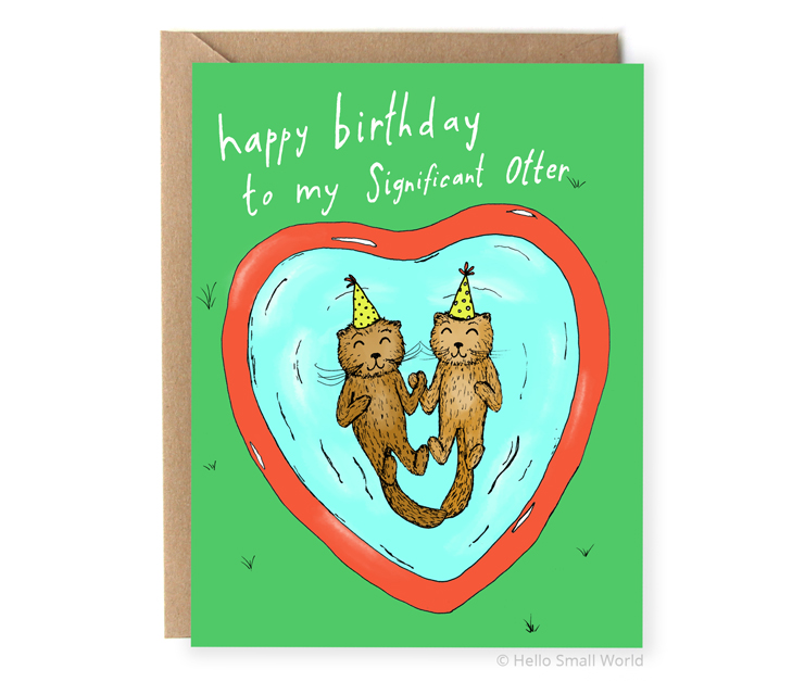 happy birthday to my significant otter pun card