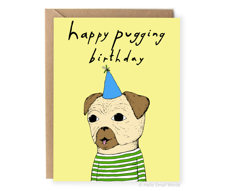 happy puggin birthday pug pun card