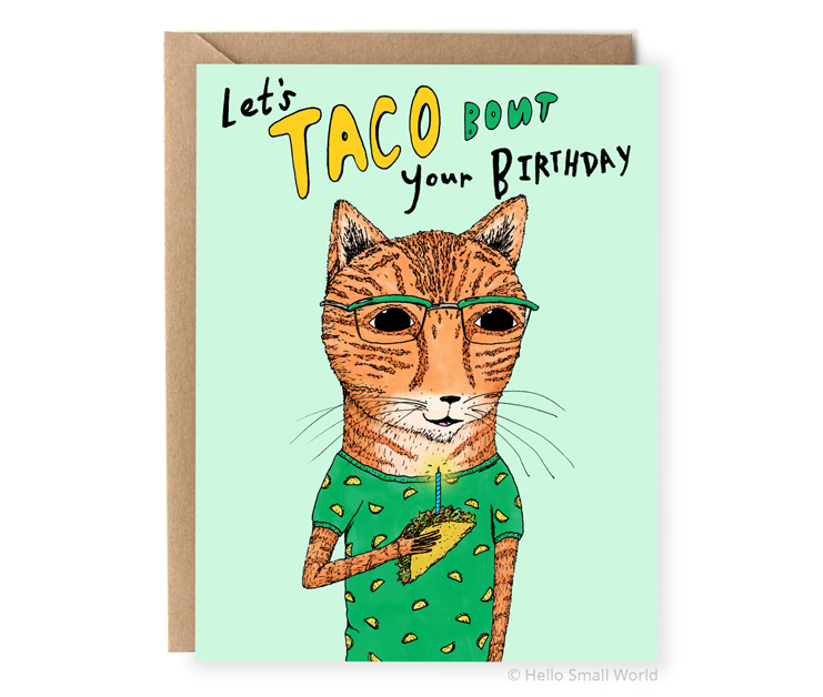 taco bout your birthday cat card
