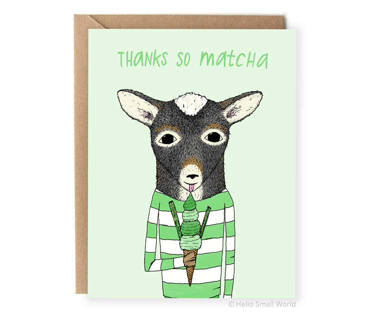 thanks so matcha ice cream food pun thank you card