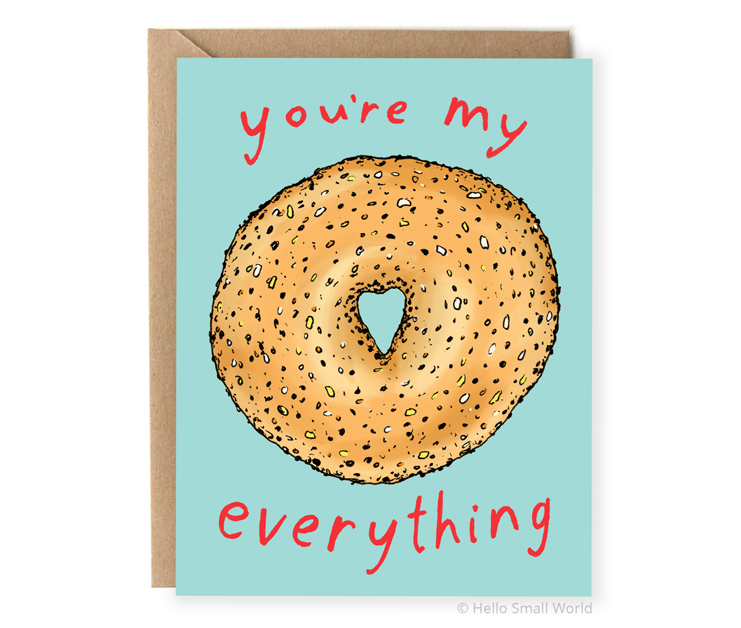 youre my everything bagel pun love anniversary valentine card