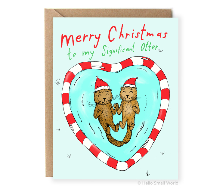 merry christmas to my significant otter pun card