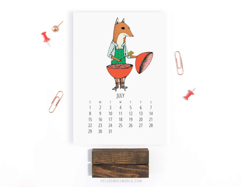 another calendar view of the 2018 illustrated jaunty animals calendar