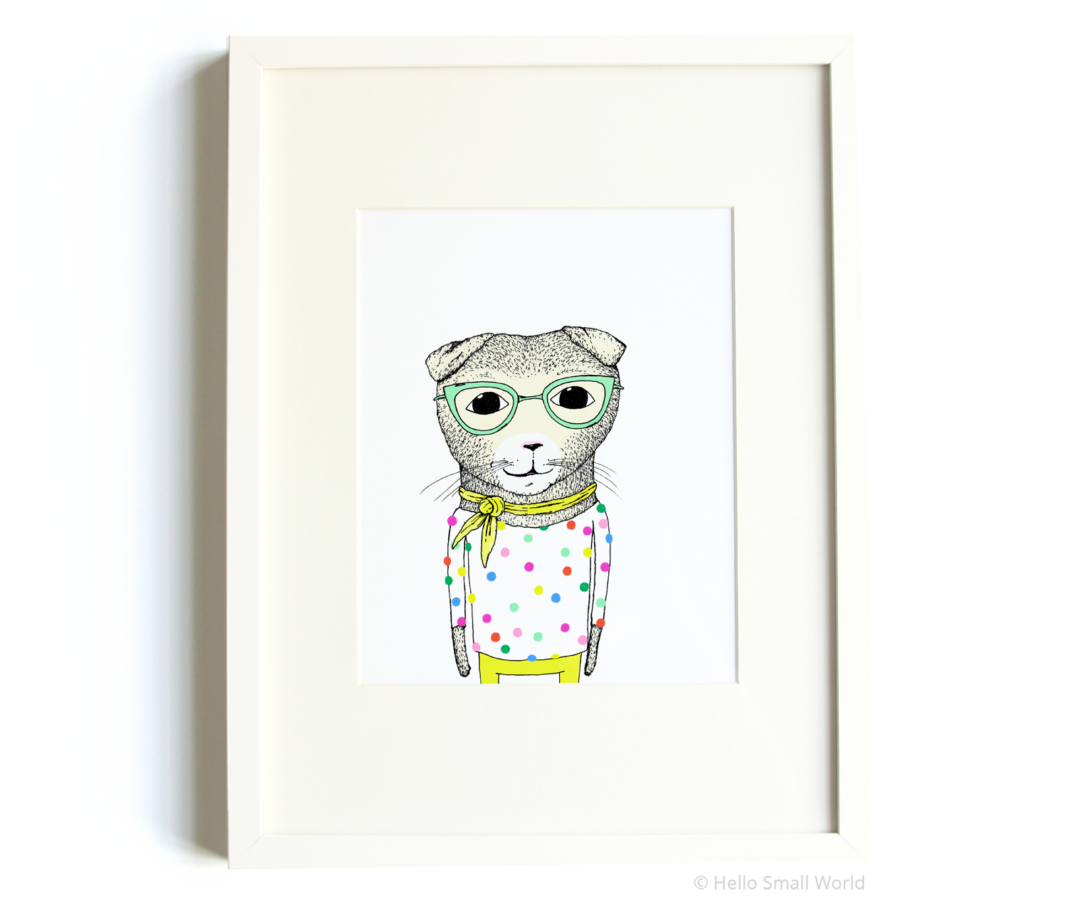 scottish fold cat with dots 8x10 print