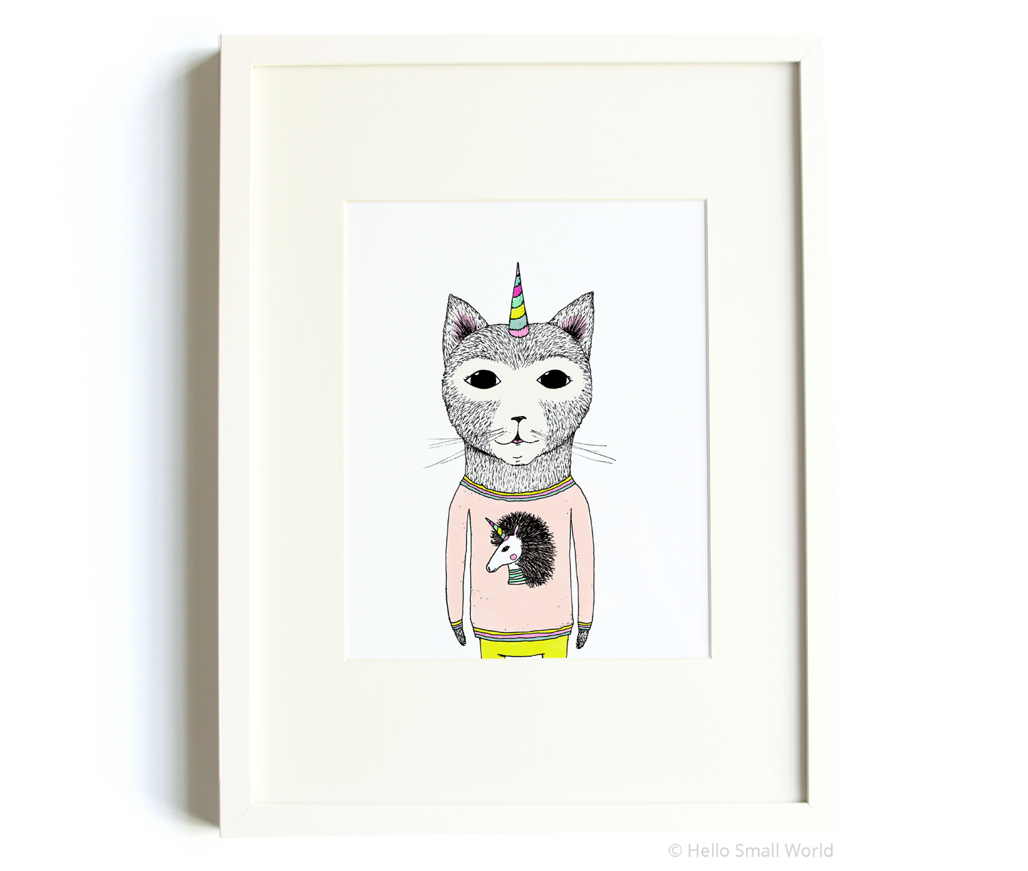 unicorn cat 8x10 print