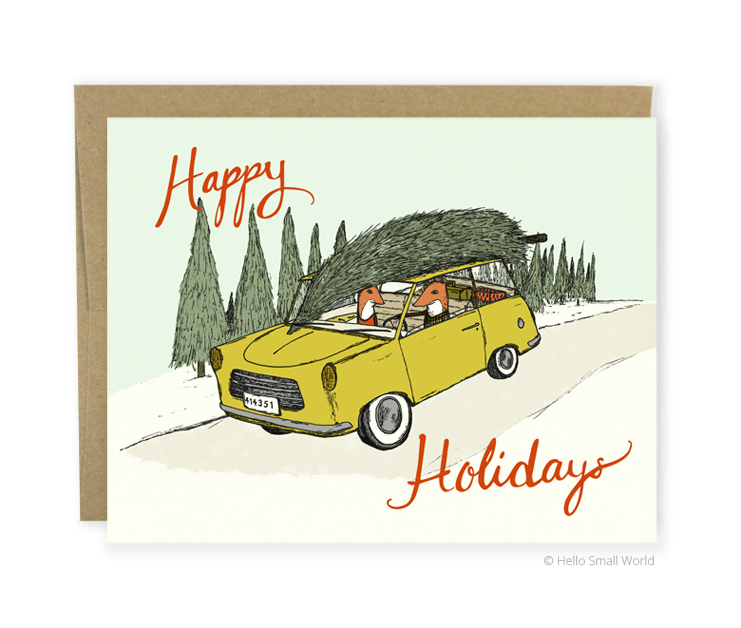 happy holidays road trip card
