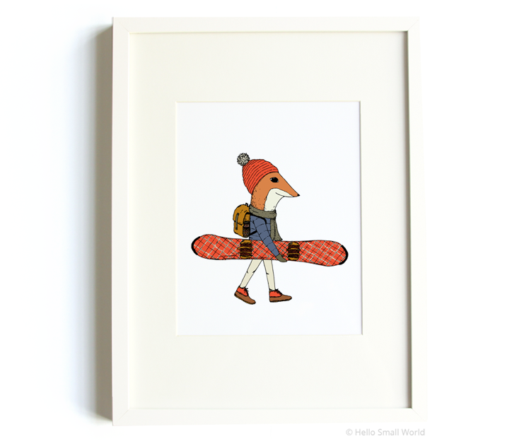 snowboarding fox 8x10 print