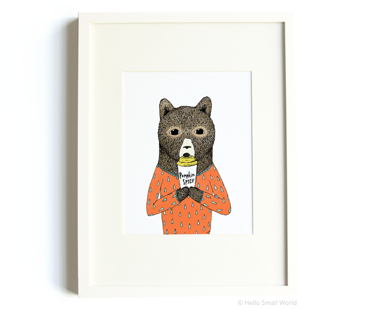 pumpkin spice bear 8x10 print