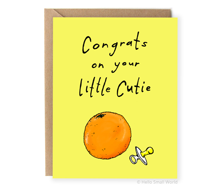 congrats on your little cutie orange pun card