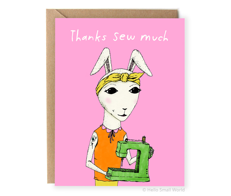 thanks sew much sewing pun thank you card