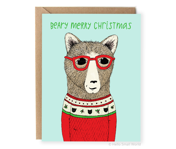 beary merry christmas pun card