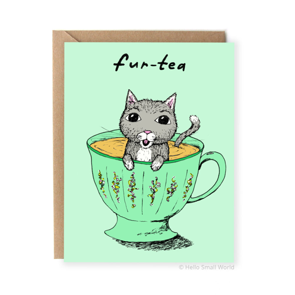 thirtieth birthday cat fur-tea card