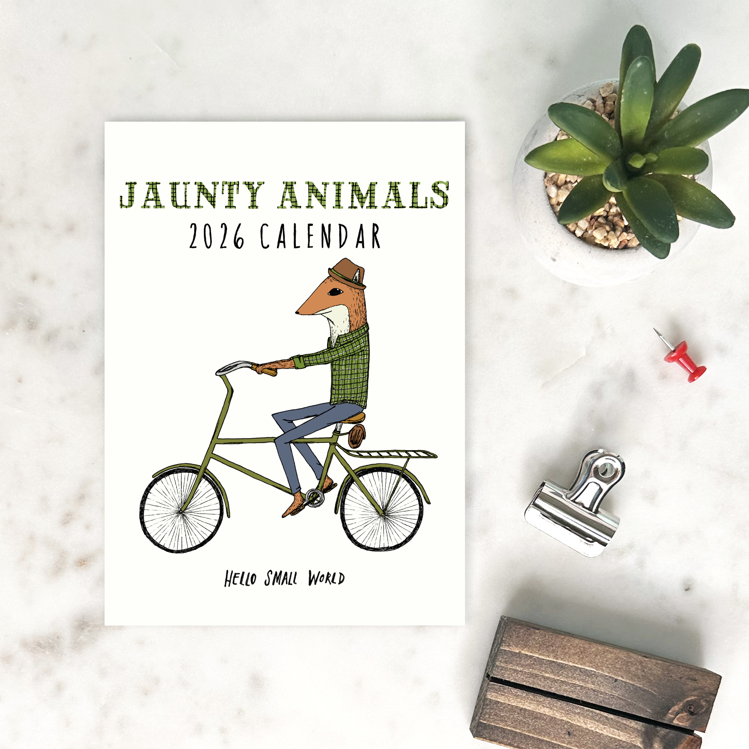 2026 calendar with jaunty woodland animals illustrated for desk