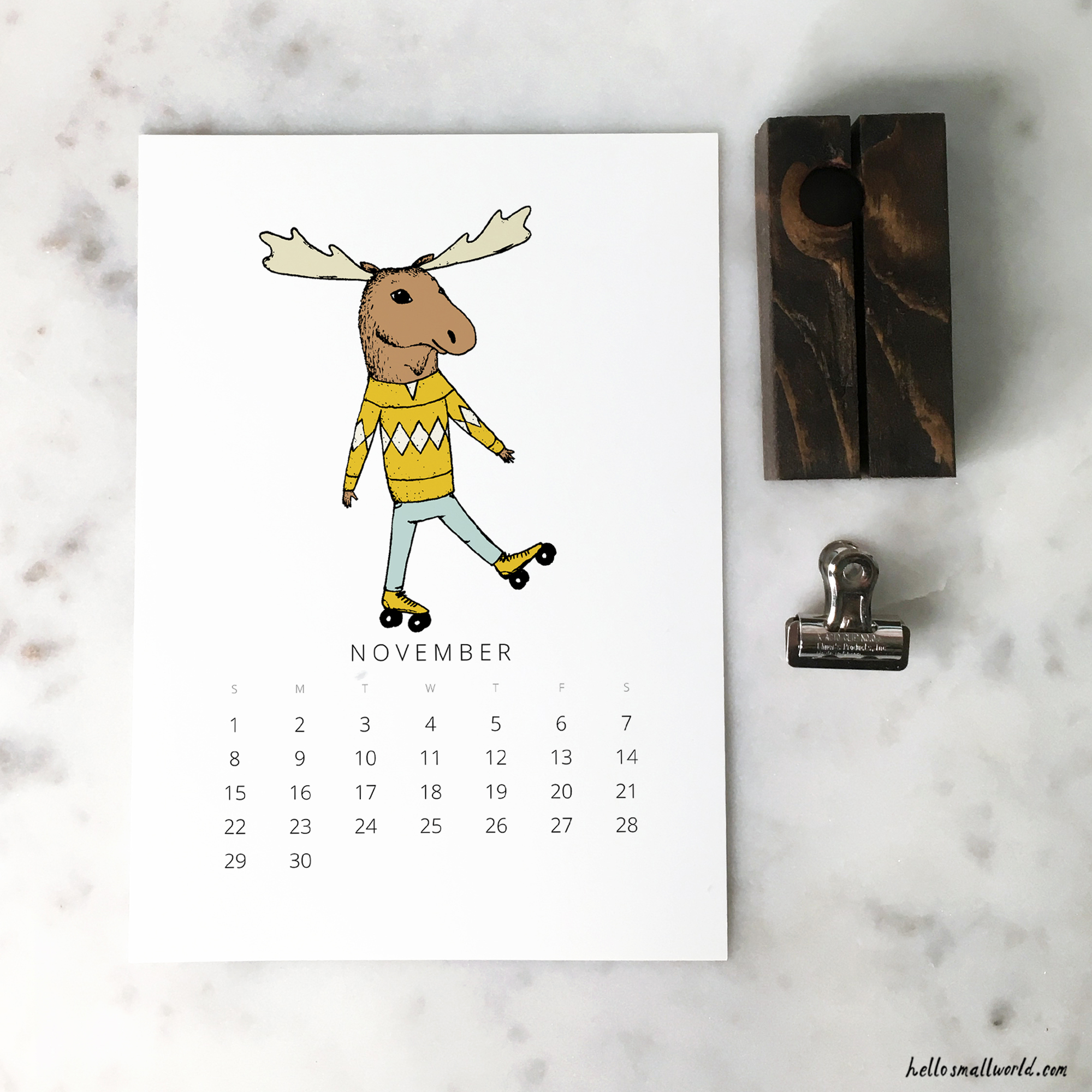 november 2026 calendar with two different options for wall or desk calendar